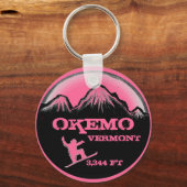 Porte-clés Okemo Vermont porte - clé de snowboard rose (Recto)