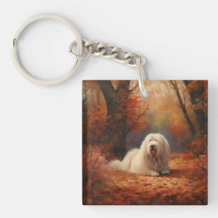 Porte-clés Old English Sheepdog en automne Leaves Fall Inspir