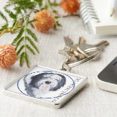 Porte-clés Old English Sheepdog Rondelle (Côté)