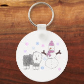 Porte-clés Old English Sheepdog & Snowman (Recto)