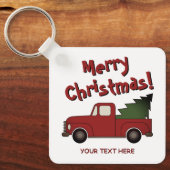 Porte-clés Old red chevy truck and Christmas tree custom (Recto)