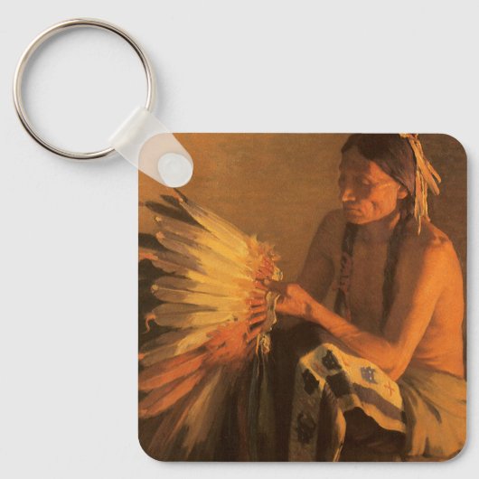 Porte-clés Old War Bonnet par Joseph Henry Sharp (Recto)