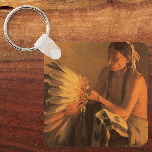 Porte-clés Old War Bonnet par Joseph Henry Sharp (Recto)