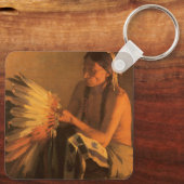 Porte-clés Old War Bonnet par Joseph Henry Sharp (Verso)