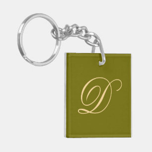 Porte-clés Olive Green Monogramme personnalisé Monogramme ini