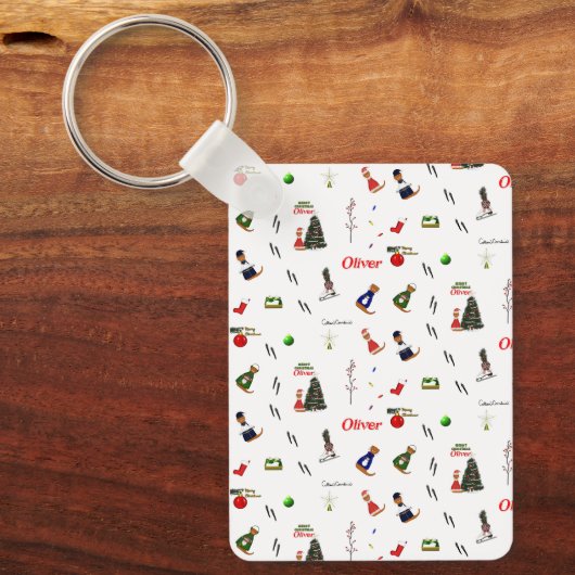 Porte-clés Oliver Le Motif aléatoire de Noël Otter (Recto)