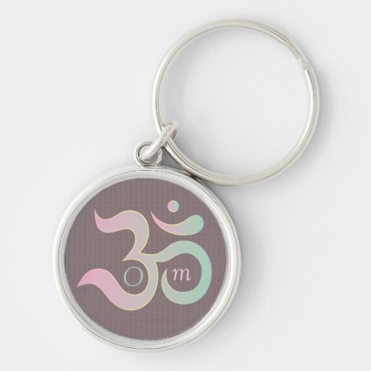 Porte-clés Om symbole en sanskrit pastel rose vert mauve (Devant)