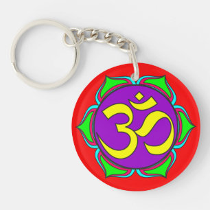 Porte-clés om symbole sacré bouddhisme religion zen fleur de