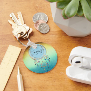 Porte-clés Ombre Blue Orange Dreamcatcher personnalisé