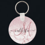 Porte-clés Ombre de marbre de marbre rose rose brillant<br><div class="desc">Ce design élégant et girly est parfait pour la fashionista branchée et élégante. Il présente un faux dégradé rose brillant de parties scintillant sur un arrière - plan motif en pierre de marbre rose et blanc. C'est glamour, chic, luxueux, moderne et classe. ***REMARQUE IMPORTANTE DE CONCEPTION : Pour toute demande...</div>