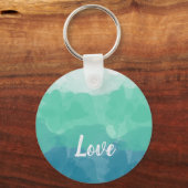 Porte-clés Ombre Turquoise Blue et Neo Mint Love (Recto)