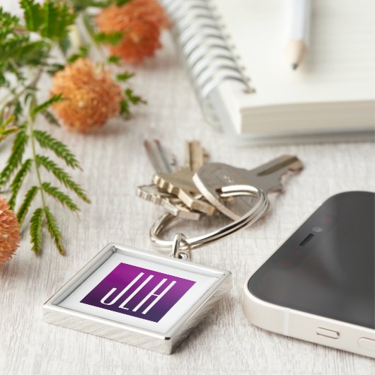 Porte-clés Ombre violet et initiales blanches ou autre texte (Côté)