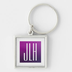 Porte-clés Ombre Violet & Initiales ou autre Texte Blanc