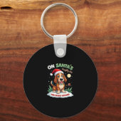 Porte-clés On Santa's Xmas Naughty List Regret Nothing Basset (Recto)