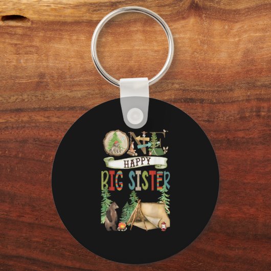 Porte-clés One Happy Big Sister Camper First Birthday Camng B (Recto)