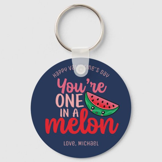 Porte-clés One In A Melon Funny Pun mignon Saint-Valentin (Recto)