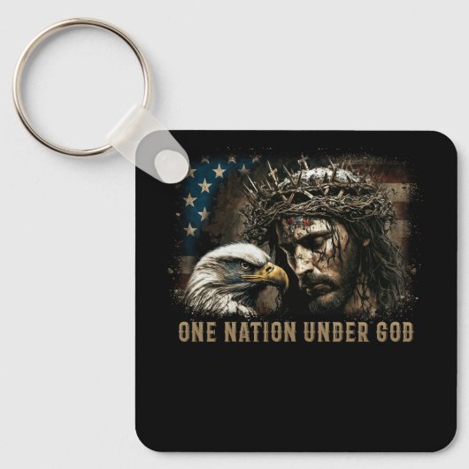 Porte-clés One Nation under God Jesus Christian Eagle America (Recto)