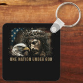 Porte-clés One Nation under God Jesus Christian Eagle America (Verso)