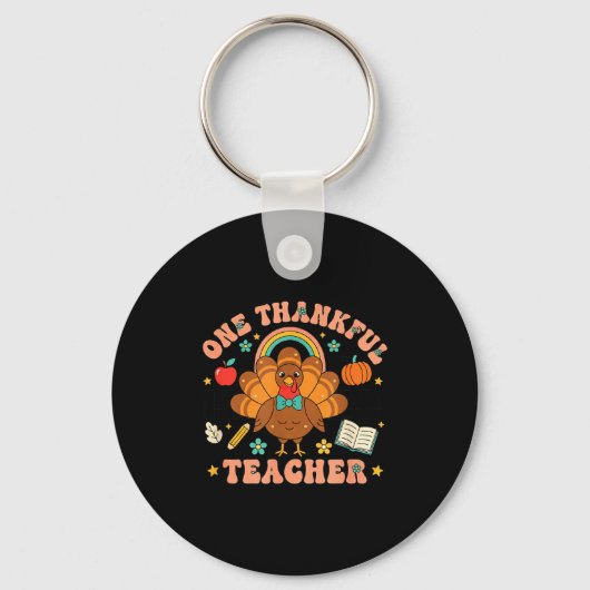Porte-clés One Thankful Teacher Thanksgiving Turkey Cute Penc (Recto)