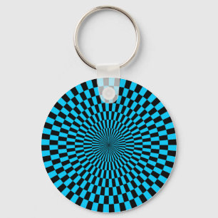 Porte-clés Op Art - Ciel bleu et noir