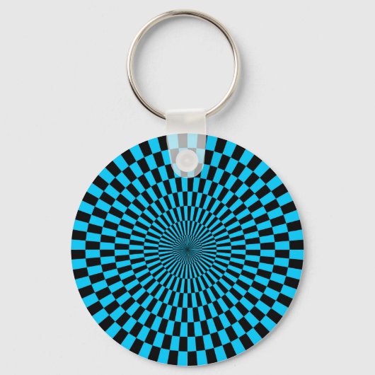 Porte-clés Op Art - Ciel bleu et noir (Recto)
