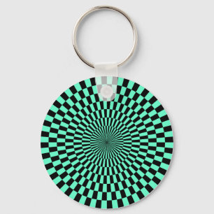 Porte-clés Op Art - Turquoise et Noir