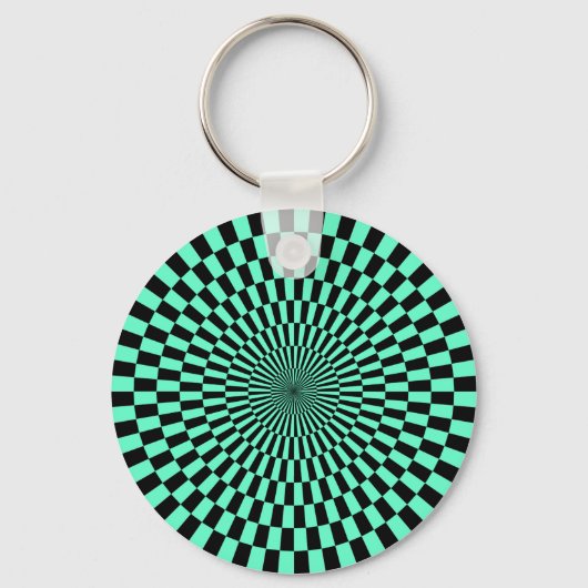 Porte-clés Op Art - Turquoise et Noir (Recto)