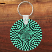 Porte-clés Op Art - Turquoise et Noir (Recto)