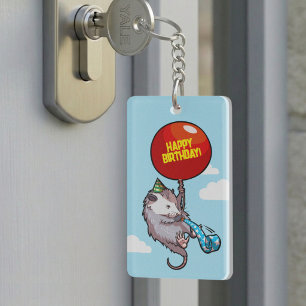 Porte-clés Opossum Capricieux Joyeux Anniversaire ! Ballon Fl