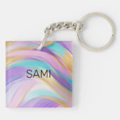 Porte-clés Or Abstrait rose Lilac Turquoise (Dos)