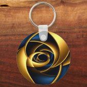 Porte-clés or bleu spirale abstrait motif vortex luxe ge (Verso)
