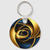 Porte-clés or bleu spirale abstrait motif vortex luxe ge (Verso)