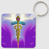 Porte-clés OR CADUCUS MÉDICALE SYMBOLE Ultra Violet violet (Dos)