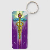 Porte-clés OR CADUCUS MÉDICALE SYMBOLE violet vert (Verso)