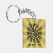 Porte-clés Or de clef triple de musique customisé (Devant gauche)