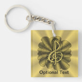 Porte-clés Or de clef triple de musique customisé (Devant)