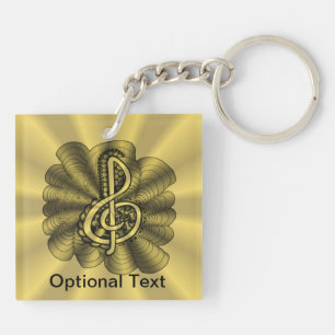 Porte-clés Or de clef triple de musique customisé