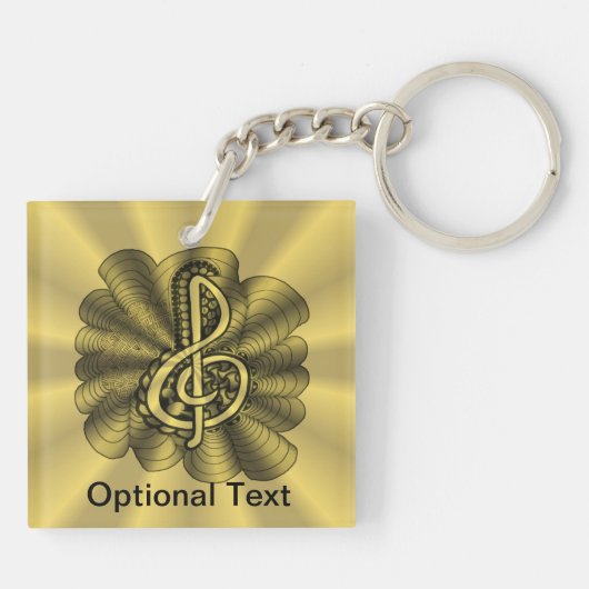 Porte-clés Or de clef triple de musique customisé (Dos)