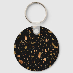 Porte-clés Or de cuivre sur pierre noire Terrazzo