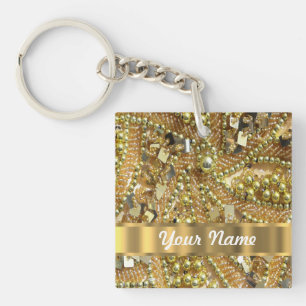 Porte-clés Or élégant bling