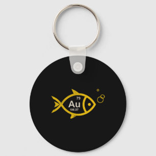 Porte-clés Or Élément Chimique Poisson Rouge Vintage Au Pêche