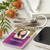 Porte-clés Or et bling rose (Devant droit)