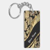 Porte-clés Or et remous noir de damassé (Devant gauche)