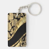 Porte-clés Or et remous noir de damassé (Dos)