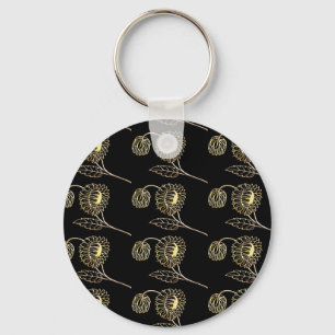 Porte-clés or et tournesols noirs nature art Motif