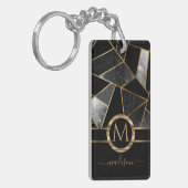 Porte-clés Or géométrique et noir (Devant gauche)