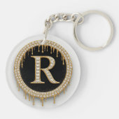 Porte-clés Or Initiale R Noir Objet de Famille (Dos)