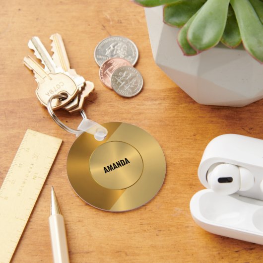 Porte-clés Or métallique et cuivre conception géométrique (Bureau)