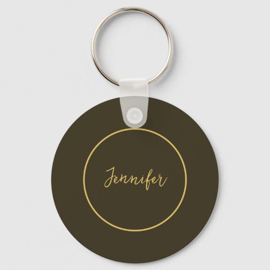 Porte-clés Or moderne et calligraphie couleur Brown Plain uni (Recto)
