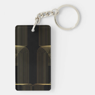 Porte-clés Or, noir, élégant, cool, art de ligne tendance uni